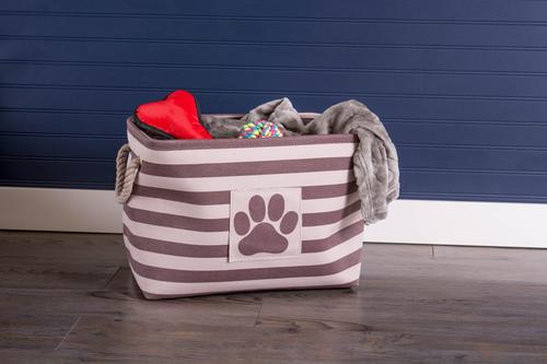 Show full view: Bone Dry Striped Rectangle Dog Storage Bin, Brown, Small slide 2 of 6