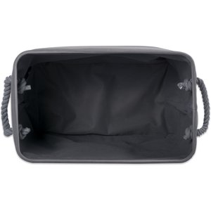 Bone Dry Striped Rectangle Dog Storage Bin, Grey, Large