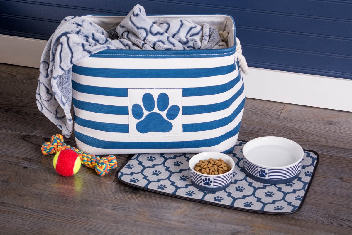 Bone Dry Striped Rectangle Dog Storage Bin