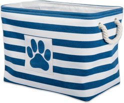 Bone Dry Striped Rectangle Dog Storage Bin, Navy, Small