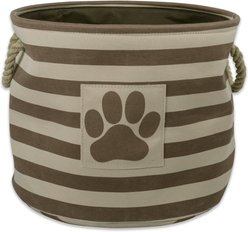 Bone Dry Striped Round Dog Storage Bin, Brown, Large