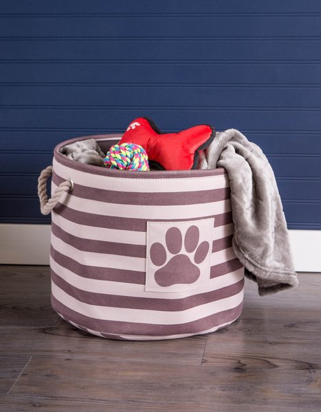 Bone Dry Striped Round Dog Storage Bin