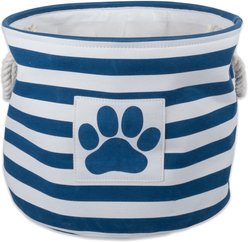Bone Dry Striped Round Dog Storage Bin, Navy, Large
