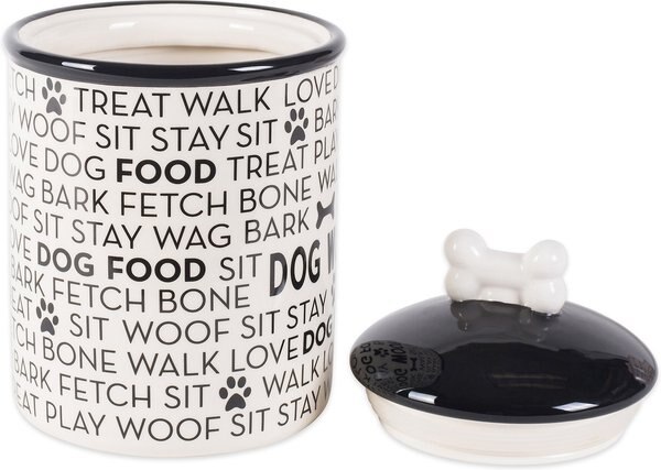 Bone Dry Text Print Ceramic Dog Treat Canister