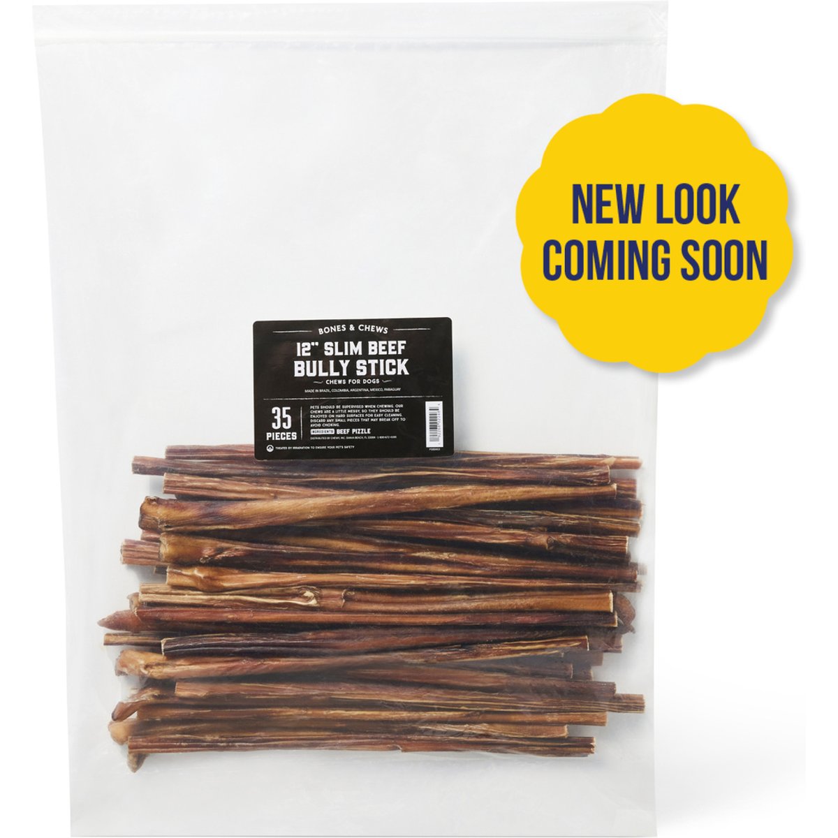 Bones & Chews 12" Thin Bully Sticks Dog Treat (New Look Coming Soon), 35 count