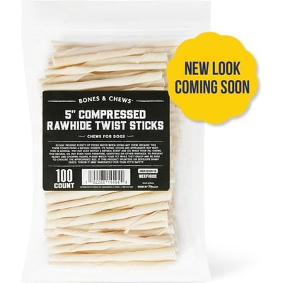 Bones & Chews Bones & Chews 5" Rawhide Twist Sticks Dog Treats (New Look Coming Soon), 28-oz bag