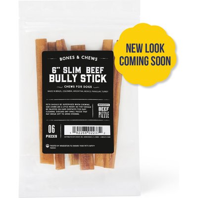 Bones & Chews Bones & Chews 6" Thin Bully Sticks (New Look Coming Soon), 6 count