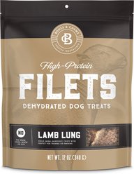 Bones & Chews All-Natural Lamb Lung Filets Dehydrated Dog Treats, 12-oz bag