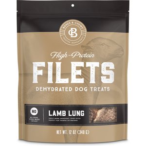 Bones & Chews All-Natural Lamb Lung Filets Dehydrated Dog Treats, 12-oz bag