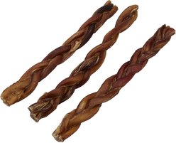Bones & Chews Braided Bully Stick 12" Dog Treats, 3 count