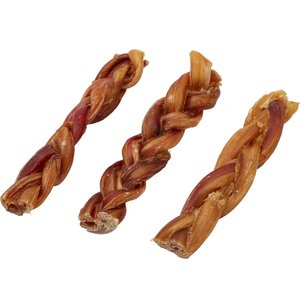 Bones & Chews Braided Bully Stick 6" Dog Treats, 3 count