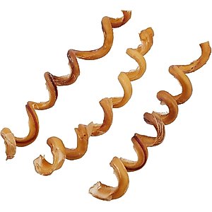 Bones & Chews Curly Bully Stick 7-10" Dog Treats, 3 count