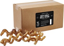 Bones & Chews Curly Bully Stick 7-10" Dog Treats, case of 25