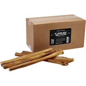 Bones & Chews Jumbo Bully Stick 12" Dog Treats, 20 count