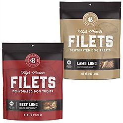 Bones & Chews Lamb Lung Filets + Beef Lung Filets Dehydrated Dog Treats