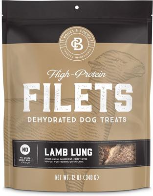 Show full view: Bones & Chews Lamb Lung Filets + Beef Lung Filets Dehydrated Dog Treats slide 2 of 9