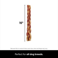 Bones & Chews Made in USA 12" Braided Bully Stick Dog Treat, 3 count slide 2 of 7