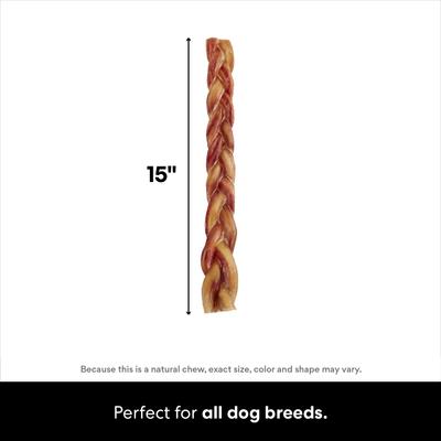 Show full view: Bones & Chews Made in USA 12" Braided Bully Stick Dog Treat, 3 count slide 3 of 9