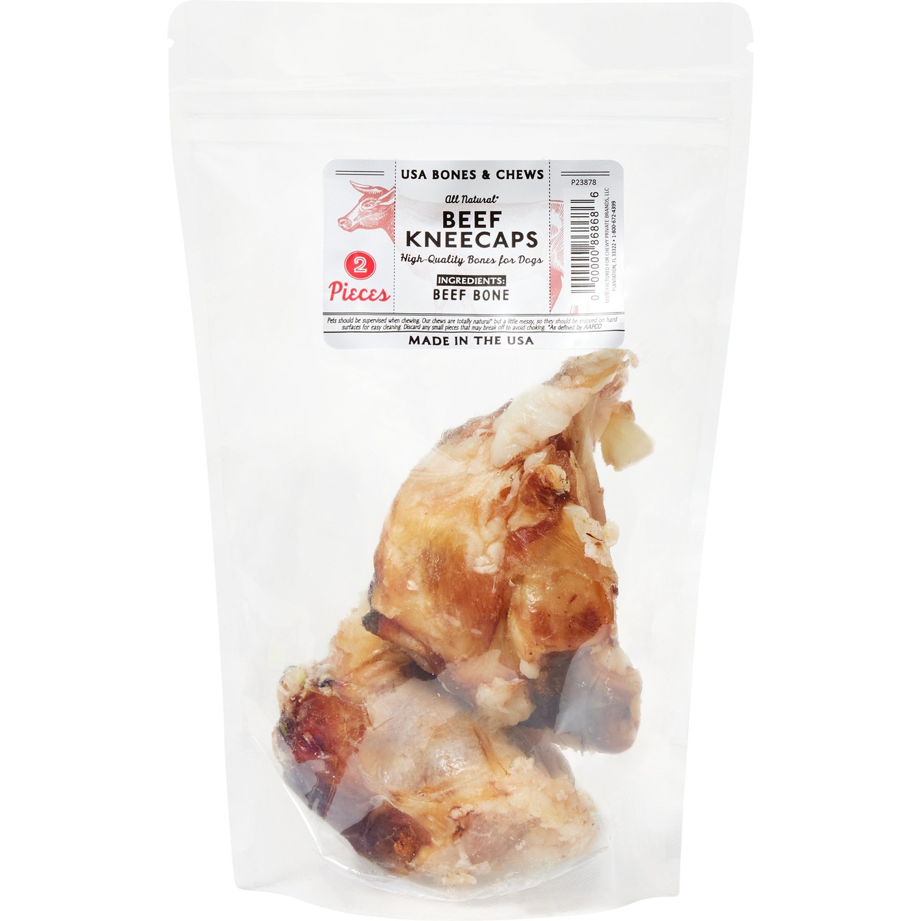 Bones & Chews Made in USA Beef Knee Caps Dog Treats, 2 count