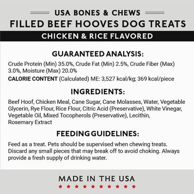 Show full view: Bones & Chews Made in USA  Chicken & Rice Flavored Filled Beef Hooves Dog Treats, 1 count slide 6 of 9