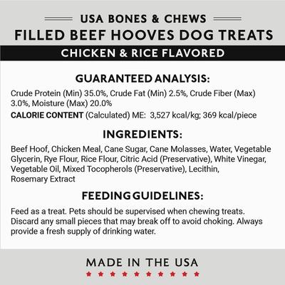 Show full view: Bones & Chews Made in USA  Chicken & Rice Flavored Filled Beef Hooves Dog Treats, 5 count slide 6 of 10