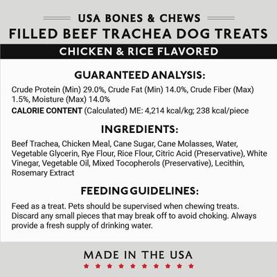 Show full view: Bones & Chews Made in USA Chicken & Rice Flavored Filled Beef Trachea Dog Treats, 10 count slide 6 of 9