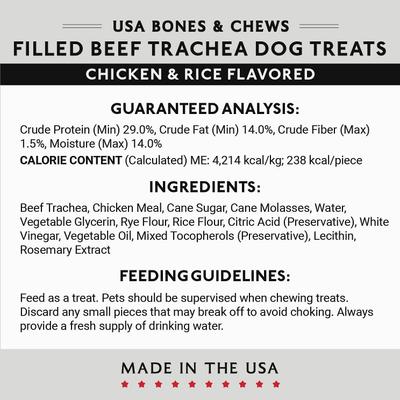 Show full view: Bones & Chews Made in USA Chicken & Rice Flavored Filled Beef Trachea Dog Treats, 2 count slide 6 of 9