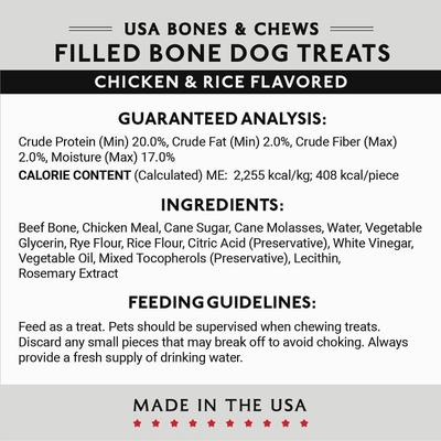 Show full view: Bones & Chews Made in USA Chicken & Rice Flavored Filled Bone Dog Treats, 1 count slide 6 of 9