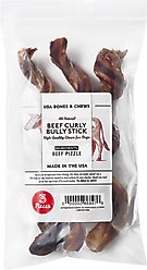 Bones & Chews Made in USA Curly Bully Stick 6-9" Dog Chew Treats, 3 count