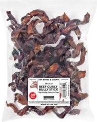 Bones & Chews Made in USA Curly Bully Stick 6-9" Dog Chew Treats, case of 25