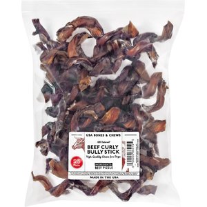 Bones & Chews Made in USA Curly Bully Stick 6-9" Dog Chew Treats, case of 25