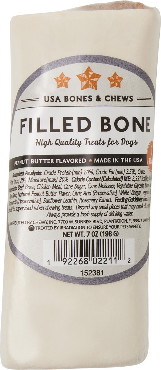 Bones & Chews Made in USA Bully Filled Bones Dog Treats