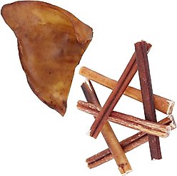 Bones & Chews Made in USA Pig Ear + Bully Stick 6" Dog Treats