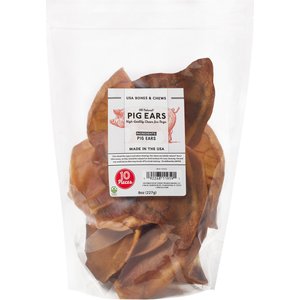 Bones & Chews Made in USA Pig Ear Chews Dog Treats, 10 count