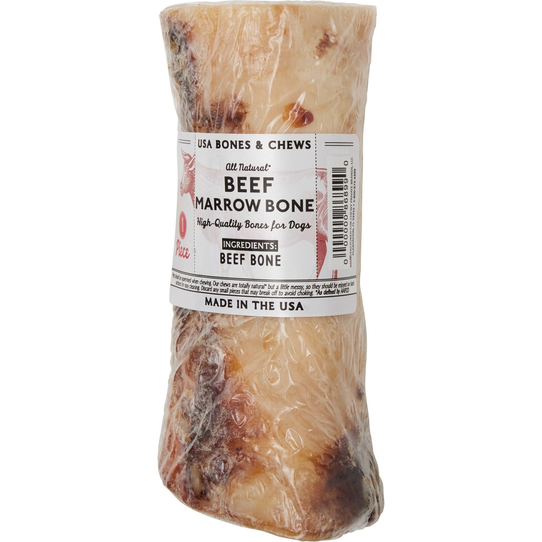 Bones & Chews Made in USA Roasted Marrow Bone 6" Dog Treat, 1 count