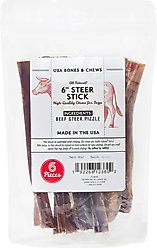 Bones & Chews Made in USA Steer Stick 6" Dog Chew Treat, 6 count