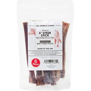Bones & Chews Made in USA Steer Stick 6" Dog Chew Treat, 6 count