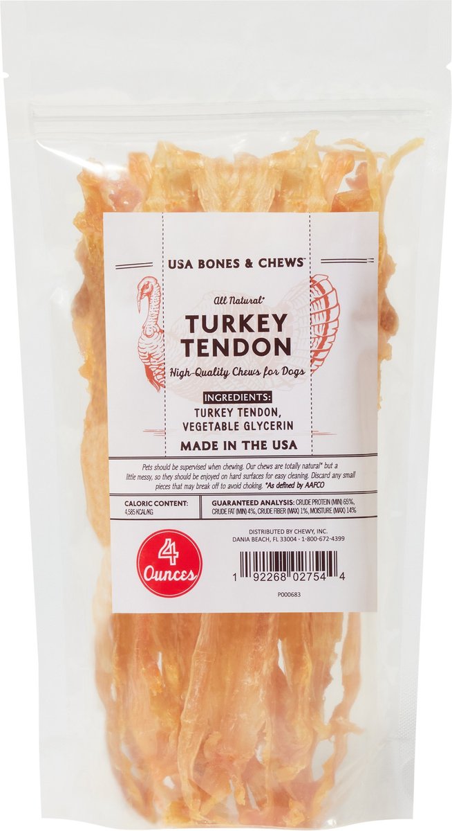 Bones & Chews Made in USA Turkey Tendon Dog Treats
