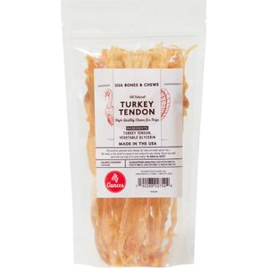 Bones & Chews Made in USA Turkey Tendon Dog Treats, 4-oz bag