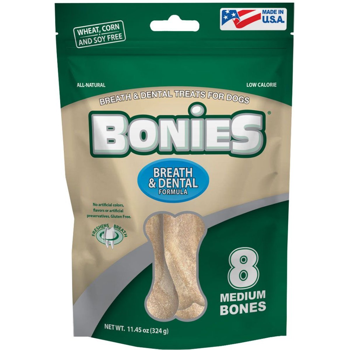BONIES Breath & Dental Formula Medium Dental Dog Treat, 8 count
