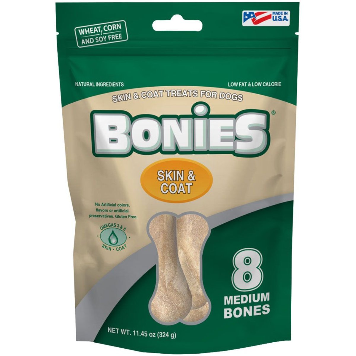 BONIES Skin & Coat Formula Medium Dog Treats, 8 count