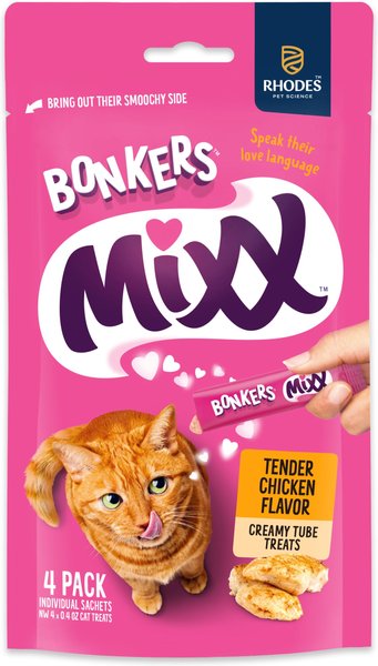 Bonkers Mixx Treats Chicken Grain-Free Wet Cat Food, .4-oz pouch, 4 count