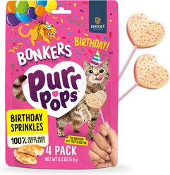 BONKERS Purrpops Birthday Edition Chicken Flavored Freeze-Dried Cat Treats, 4 count