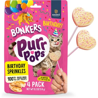 BONKERS BONKERS Purrpops Birthday Edition Chicken Flavored Freeze-Dried Cat Treats, 4 count