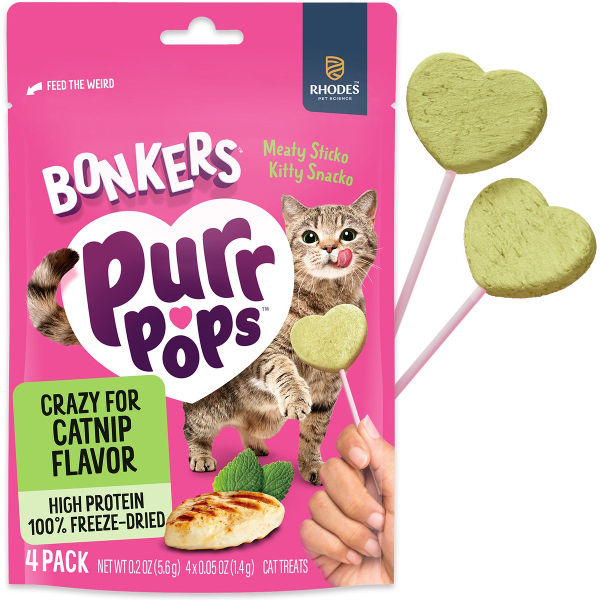 BONKERS Purrpops Catnip Flavored Freeze-Dried Cat Treats, 4 count