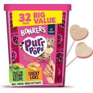 BONKERS Purrpops Chicken & Catnip Flavored Freeze-Dried Cat Treats, 32 count