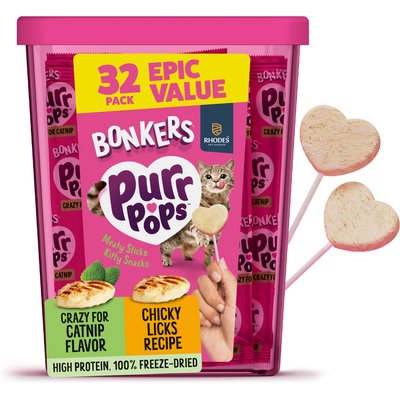 BONKERS BONKERS Purrpops Chicken & Catnip Flavored Freeze-Dried Cat Treats, 32 count