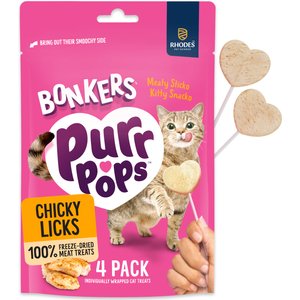 BONKERS Purrpops Chicken Flavored Freeze-Dried Cat Treats, 4 count