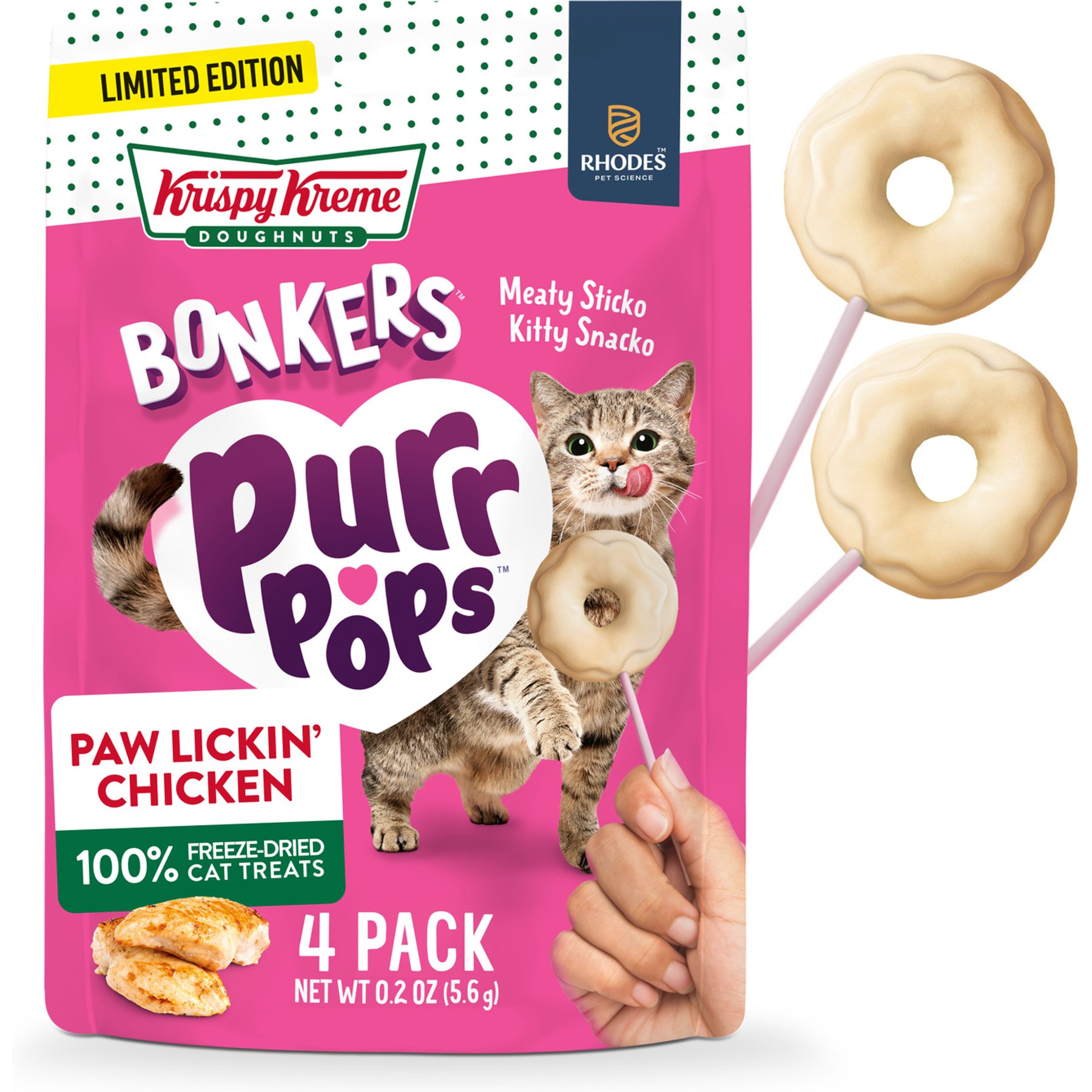 BONKERS PurrPops Krispy Kreme Edition Chicken Freeze-Dried Cat Treats, 48 count bundle
