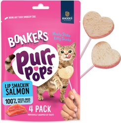 BONKERS Purrpops Salmon Flavored Freeze-Dried Cat Treats, 4 count